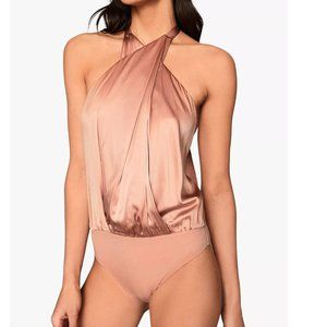 Reiss Lucienne Silk Rose Gold Bodysuit Size M